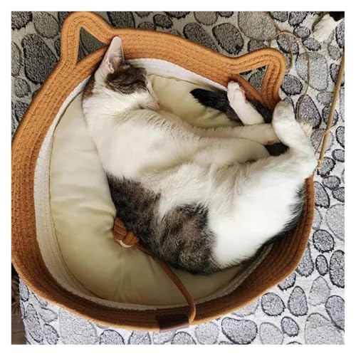 Panier pour chat en corde de coton tressé marron en taille L - 4