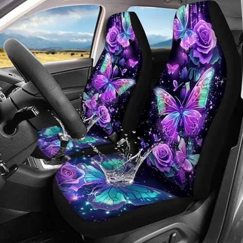 Jodoolang Butterfly Rose Front Seat Covers for Cars, 2 Pack by Jodoolang - Used condition - US$32.22