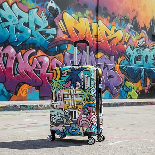 Image of InUSA Miami Print 24-Inch Medium Hardside Spinner Luggage Lightweight Bag