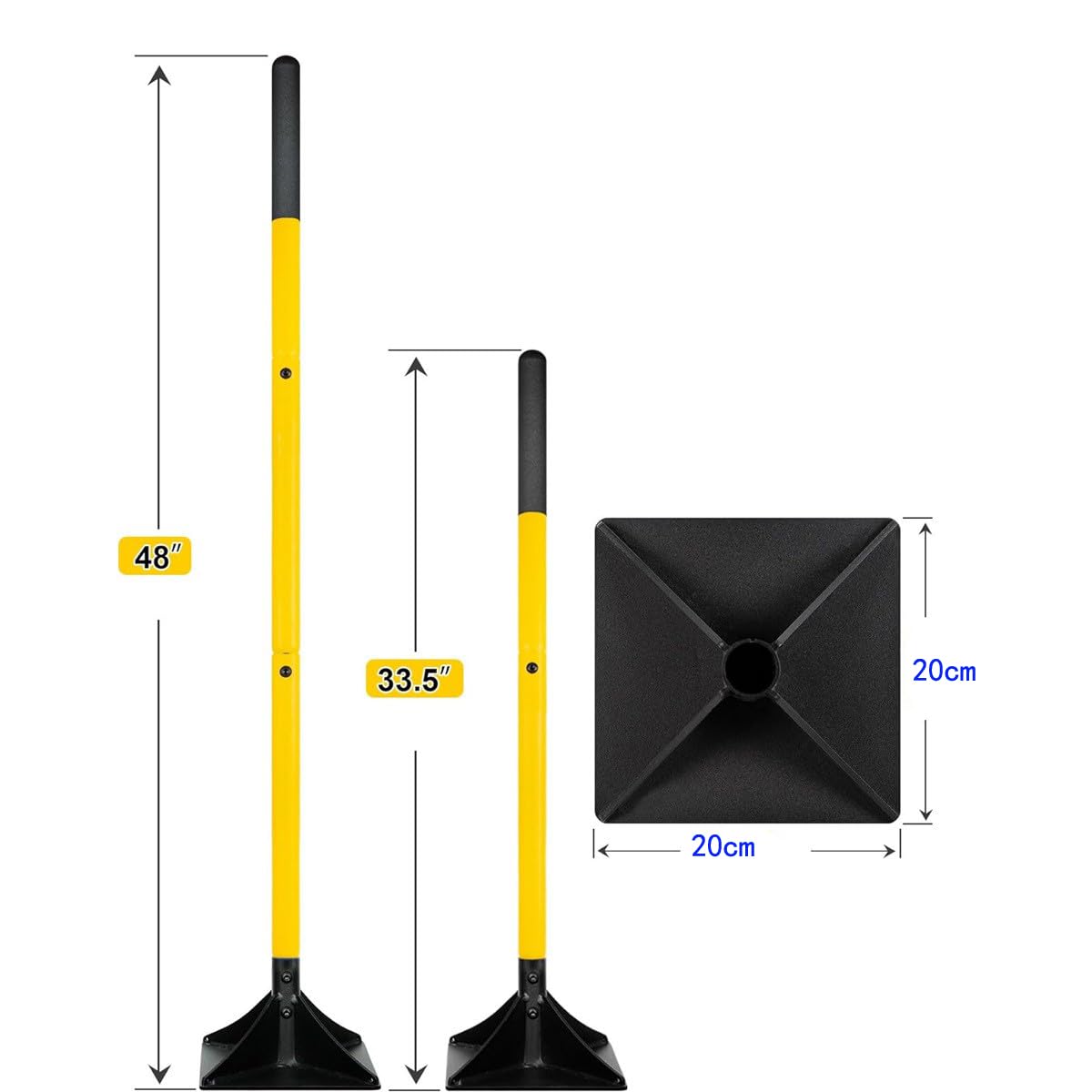 20 cm x 20 cm, compactador manual de acero resistente de 4,1 kg con mango de 1,22 m, compactador de suelo de placa para nivelar suelo, grava, asfalto, entrada para nivelar suelo, grava, asfalto