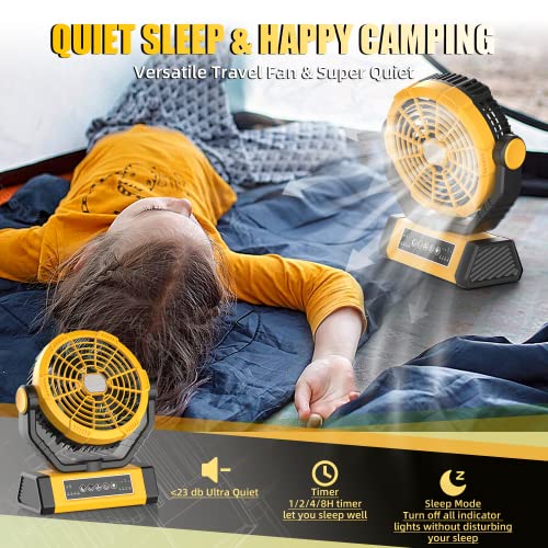 Frizcol 3-In-1 Camping Fan - Portable Fan Rechargeable - 20000Mah 9-Inch Battery Powered Fan(60Hrs) - Usb Fan With Light & Remote For Indoor, Outdoor E.g. Tent, Travel, Bbq, Fishing, Jobsite #TOP4