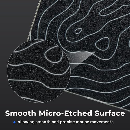 Image of XVX Glass Mousepad for Gaming, Topographic Hard Gaming Mouse pad, Professional Large Mouse Mat 410mm*310mm, Special Glass Surface with Improved Precision and Speed