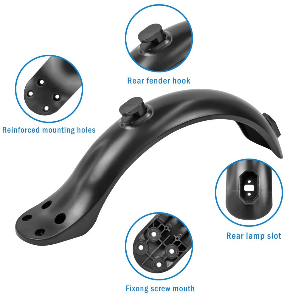 Garde-Boue arrière Fit for 4 vis for Trottinette électrique, Compatible Fit for Les vis Fit for Quatre Trous, feu arrière, Capuchons en Caoutchouc, Accessoires et pièces détachées.