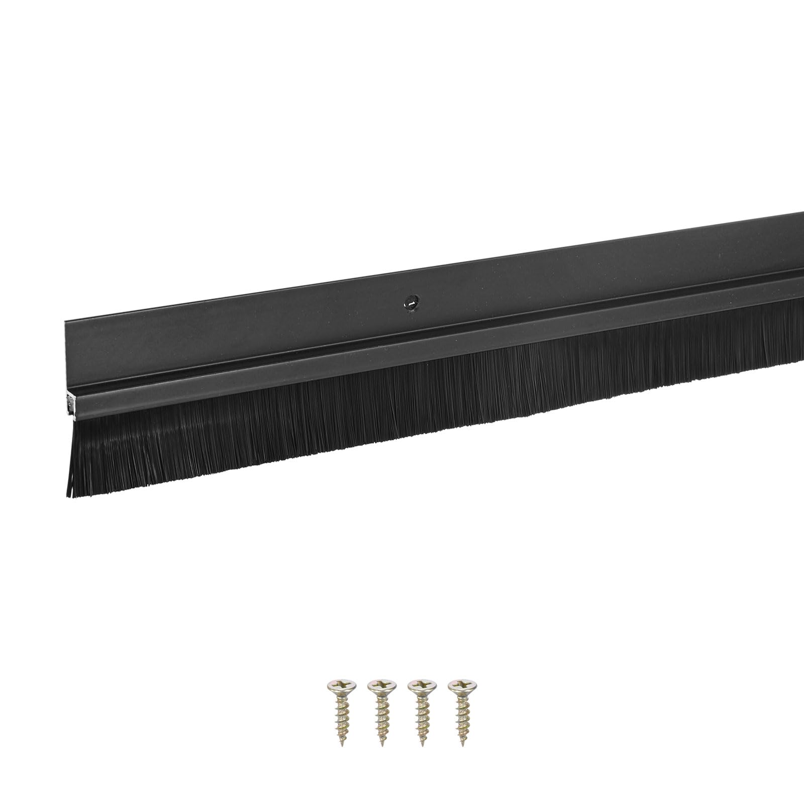 M METERXITY Barrido Inferior Para Puerta Con Cepillo 39" L X 1.8" W Base En Forma De H De Aleación De Aluminio Con Cepillo De Nylon De 0.8" Para Sellado [Negro]