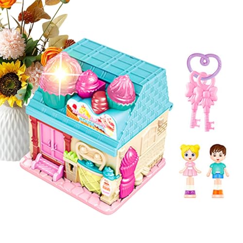 Nudorpn Pequeña casa de muñecas, villa con luz y también música | Casa de juegos de rol | Para y niñas, en la escuela, en el jardín de infantes, en el preescolar, para cumpleaños, vacaciones