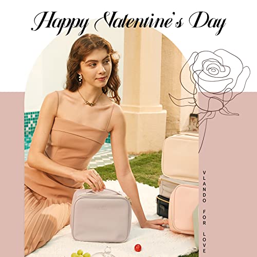 Vlando Travel Makeup Bag Cosmetics Bag Storage Faux Leather Portable Artist Storage Bag With Adjustable Dividers For Cosmetics Makeup Brushes, Girls Women Friends Valentine's Day Gifts Purple #TOP1