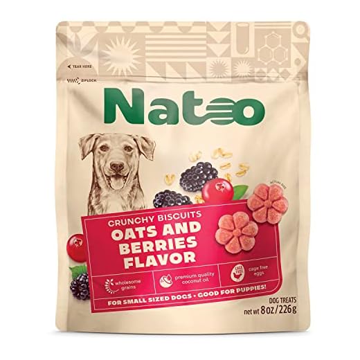 NATOO Biscuits for Small Dogs & Puppies Crunchy Dog Treats, Oats & Berry Healthy Natural Canine Biscuits, Rich in Omega 6, Prebiotics & Fiber, Antioxidants for Immunity (8 oz)
