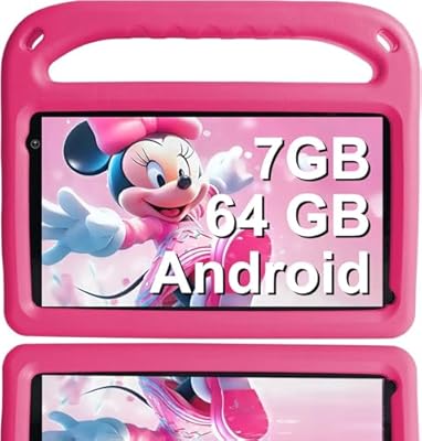 SUAAT Última Tableta de 7 Pulgadas Android Tablet 7 GB de RAM + 64 GB de Almacenamiento Ampliable hasta 512 GB GMS Certified Pantalla IPS HD Control Parental con Funda EV Rosa