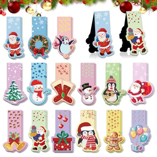 Marcadores de Libros Magnéticos, 30 Piezas de Navidad, Marcapaginas para Niños, Coloridos, para Estudiantes, Escuelas, Hogar, Lectura, Oficina y Papelería