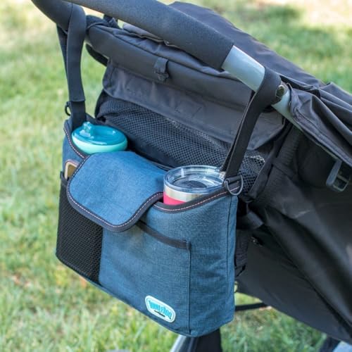 Image of Toddleroo by North States - Baby Stroller Organizer: Universal Stroller Caddy with Cup Holder - Adjustable Storage Attachment for Strollers - Navy