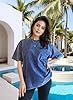 SAN Platina Oversized T Shirt Men Women,Vintage Heavyweight Cotton Tshirt,Basic Crew Neck T-Shirt,2 Pack Blue Black T-Shirts(M) #2