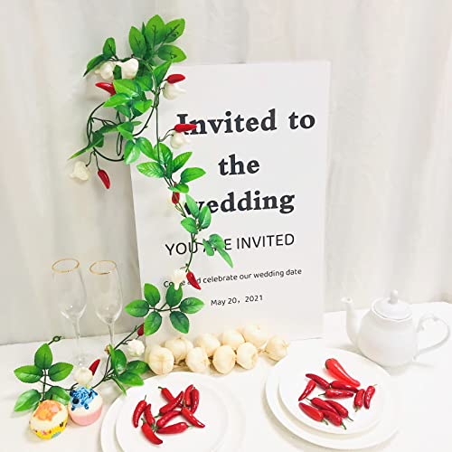Riaxuebiy Artificial Garlic Chilli Vine Plant Garland 2 Meter Hanging Red Pepper Vine Wreath for Wedding Party Home Garden Festival Décor (B-Chilli Garlic Vine - Image 4