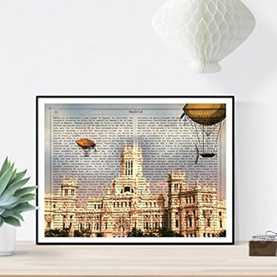 Nacnic Lámina Ciudad de Madrid. Estilo Vintage. Ilustración, fotografía y Collage con la Historia DE Madrid. Poster tamaño A4 Impreso en Papel | Ya disponible en tu tienda friki favorita! En mundofriki.es!