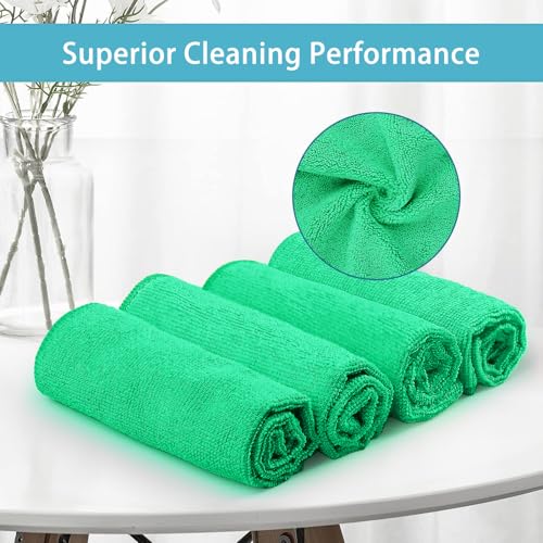 Image of HOMEXCEL Green Microfiber Cleaning Cloth, 8 Pack Cleaning Towels for Kitchen, Lint Free, Scratch-Free, Highly Absorbent, and Reusable Cleaning Rags for House, Window and Glass, Cars, 11.5 X11.5 inch
