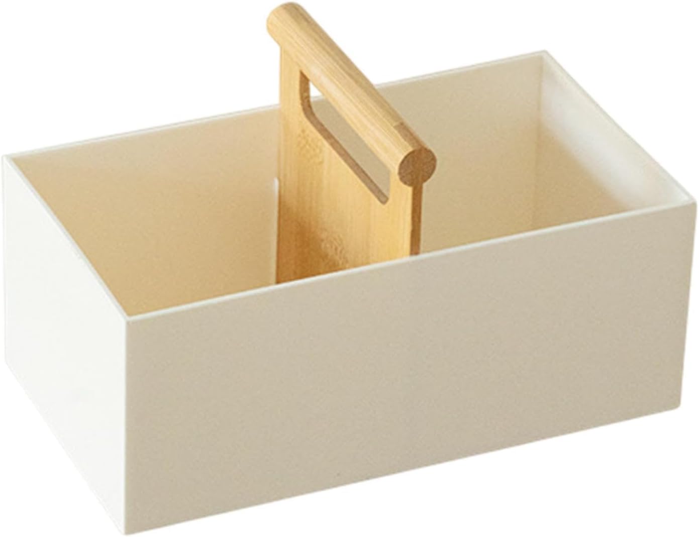 Desktop Storage Organizer Countertop Organizer Counter Organizer Toiletries Holder with Compartment Tray Wooden Divider Box Resin Pp, White