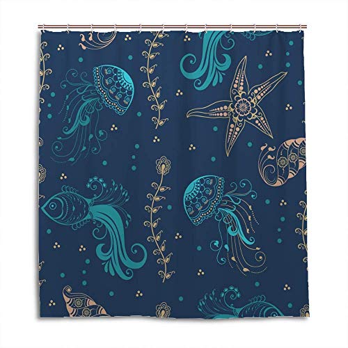Rideau de douche anti-éclaboussures en polyester à motif marin - 2