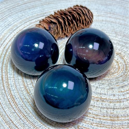 Esfera de obsidiana arcoíris mineral de colección con base expositora 4
