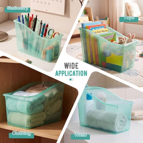 Image of Geetery Plastic Book Bins for Classroom, 24 Pcs, Blue-Green