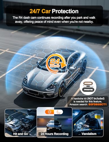 Image of 360 View 4K 4 Channel Dash Cam Front and Rear Inside Left Right, Built-in GPS, 5.8GHz WiFi, Car Dash Camera for Cars with App Connect, Support Parking Mode, G-Sensor, Free 128GB Card