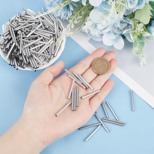 UNICRAFTALE 200pcs 30mm Long Stainless Steel Tube Beads Straight Tube Charms Metal Smooth Finding Beads for Jewelry Crafts Making Findings 2.7mm Hole Stainless Steel Color - Image 2
