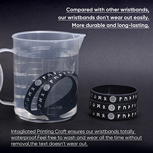 Mealguet 5 Pieces Viking Bracelet For Men : Black Nordic Viking Runes Wristband Bangle Bracelet For Men Women, Silicone Rubber Band Comfort Fit Viking Jewelry,Black #TOP4