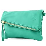 modamoda de - T95 - Bolso de muñeca de piel de napa Mini, aguamarina, XS