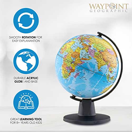 Waypoint Geographic Geoclassic Globe, 6” Ready-To-Assemble Blue Ocean World Globe, Up-To-Date Cartography, Perfect Globe For Educational Reference Or Office Décor #TOP4
