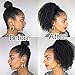 Afro Curly Kinky Straight Wave Clip in Ponytail Drawstring for Black Woman Hair Extension High Puff Afro (Natural Black)