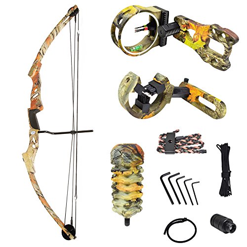 iGlow 55 lb Autumn Camouflage Camo Archery Hunting Compound Bow with Premium Kit 175 150 80 50 40 lbs Crossbow