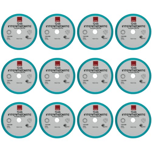 Image of RUPES 9.DA150B Pack of 12 Light Blue D-A Intermediate Foam Polishing Pads 150mm | Ideal for Paint Correction & Gloss Enhancement | Compatible with 5 inch Backing Plate | Improves Cutting Performance