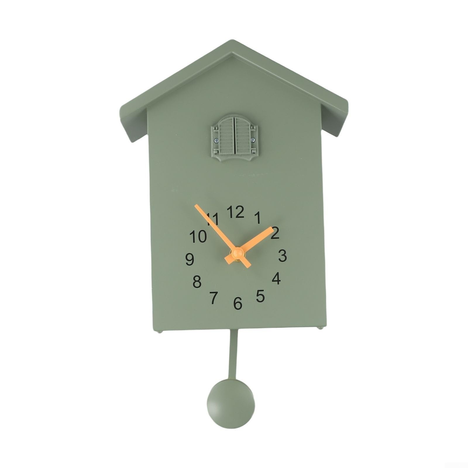 Orologio a cucù minimalista, artigianato impeccabile, pendolo oscillante, materiale ABS (verde)