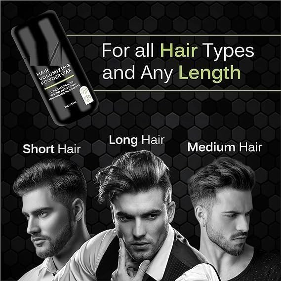 MZ Hair Volumizing Powder Wax - (15g) - 24 Hrs Strong Hold - Natural Matte Finish - 100% Organic Ingredients - Perfect Hair Styling Powder