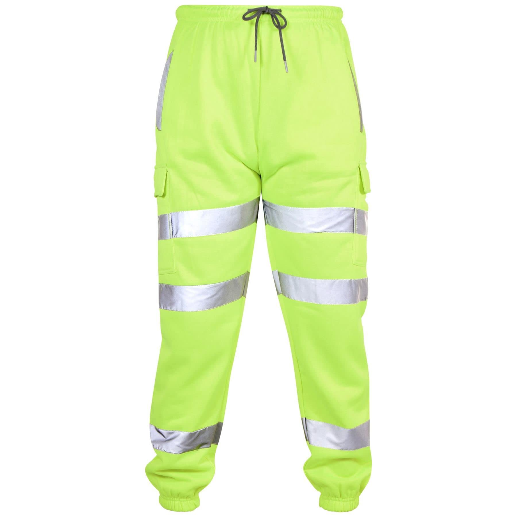 A2z Men's Neon Green High Visibility Safe Work Reflective - Hi Vis Trouser L
