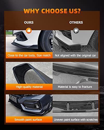 Findauto Abs Car Front Lip Body Kits Fits For 2018-2020 For Honda Accord Sedan Glossy Black Front Bumper Lower Lip Splitter Spoiler #TOP4