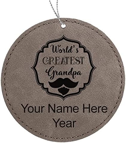 Miniatura 8 de LaserGram Personalized Christmas Ornament, World's Greatest Grandpa, Faux Leather, Custom Laser Engraved Gift Idea (Round Shape, Black with Silver)