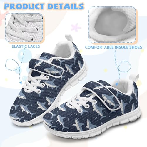 Ocean Shark Sneakers for Little Kids Cartoon Single Buckle Boys Low Top Athletic Running Shoes Girls Breathable Mesh Sneaker4