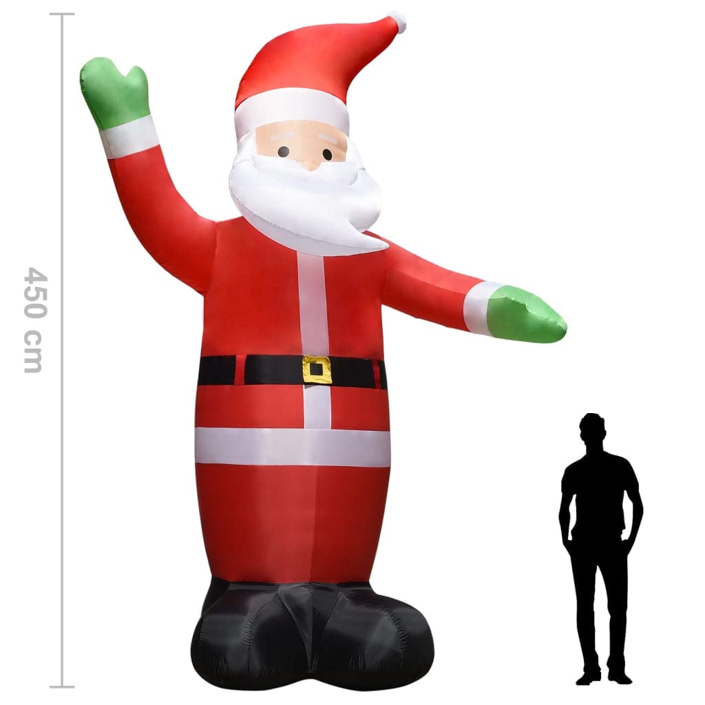 vidaXL Papá Noel Inflable con LED Adorno Navideño de Navidad Decoración Jardín Patio Entrada Ligero Resistente Impermeable IP44 4,5 M
