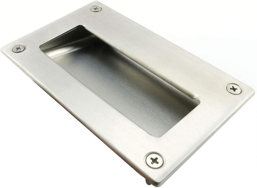 heyous 2pcs 5x3.2 inch Hidden Recessed Pull Handle Stainless Steel Square Flush Concealed Furniture Handle for Door Drawer Cupboard Cabinet Sliding Door
