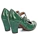 SHODENSE Vintage Block High Heel Mary Jane Pumps Women Green Ankle Strap Round Toe Dress Sandals 3