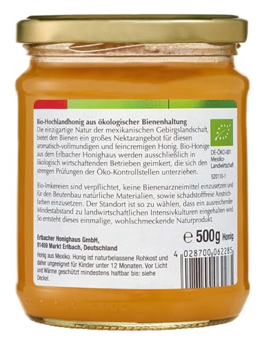 Bio-Hochlandhonig Erlbacher Honighaus BioGold 500g cremig – Aromatisch-vollmündiger und feincremiger Honig aus ökologischer Bienenhaltung (1 x 500g)