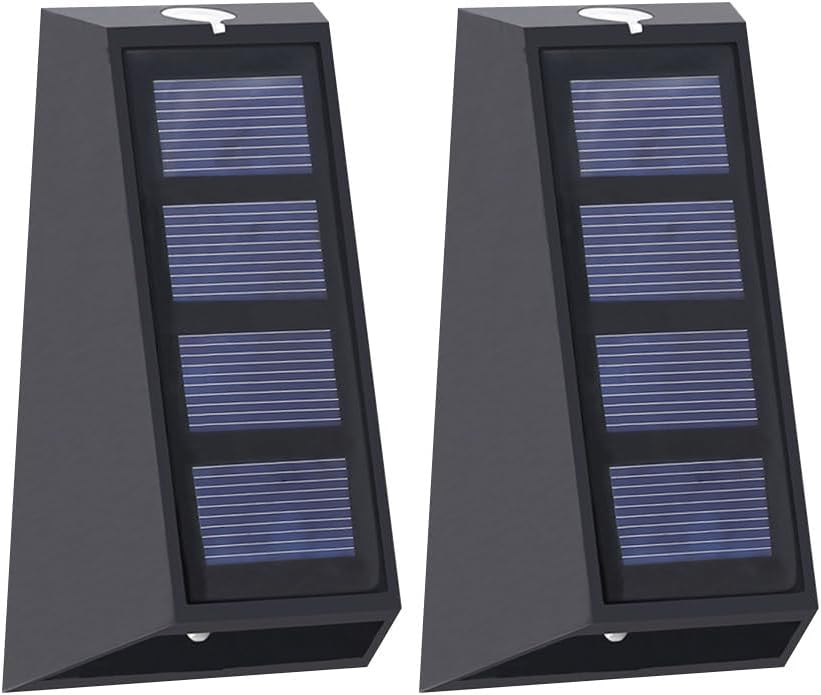 Uonlytech 2-Pack Solar Wall Lights Outdoor Waterproof Led with 7 Color Modes Auto on/Off for Garden Patio Porch Fence Stair Lighting
