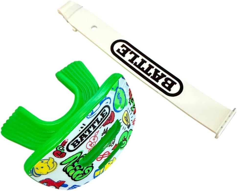 Battle Speed X Mouthguard with Interchangeable Thick Strap, for Football, Advanced Composite, BPA Free, Youth and Adult (Showtime)