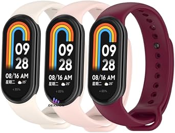 Xiaomi ile Uyumlu Mi Band 8 Mi Band 9 Mi Band 10 Uyumlu 3l  Paket Silikon Kordon Seti Bileklik Metal Pimli