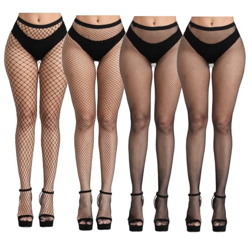 Image of Women Fishnet Stockings, High Waist Fishnet Tights Thigh Stockings Pantyhose