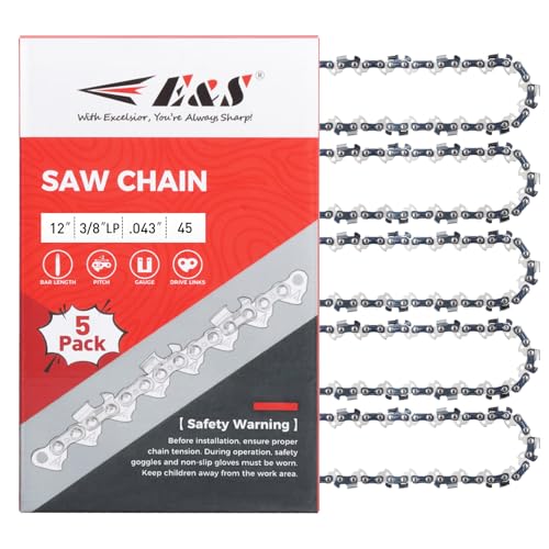 E & S 5 Pack 12 Inch Chainsaw Chain 3/8"