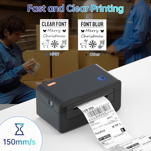 Image of HPRT Shipping Label Printer 4x6- SL42 Thermal Label Printer, Label Printer for Shipping Packages, 150mm /s High-Speed Label Maker for Windows & MAC, Compatible with India Post DHL，Amazon