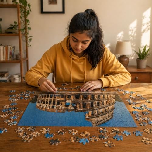 Image of The Roman Colosseum 300 Pieces Jigsaw Puzzle - Brain Game Fun for Children and Adults with Sorting Trays, HD Poster, Return Birthday Gift for Kids, Puzzle Lovers