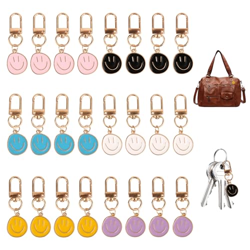 Lot de 24 porte-clés Smile – Pendentifs smile amusants pour sacs, clés, sac à dos et cadeaux, idéal pour les enfants, les amis et les fêtes, porte-clés...