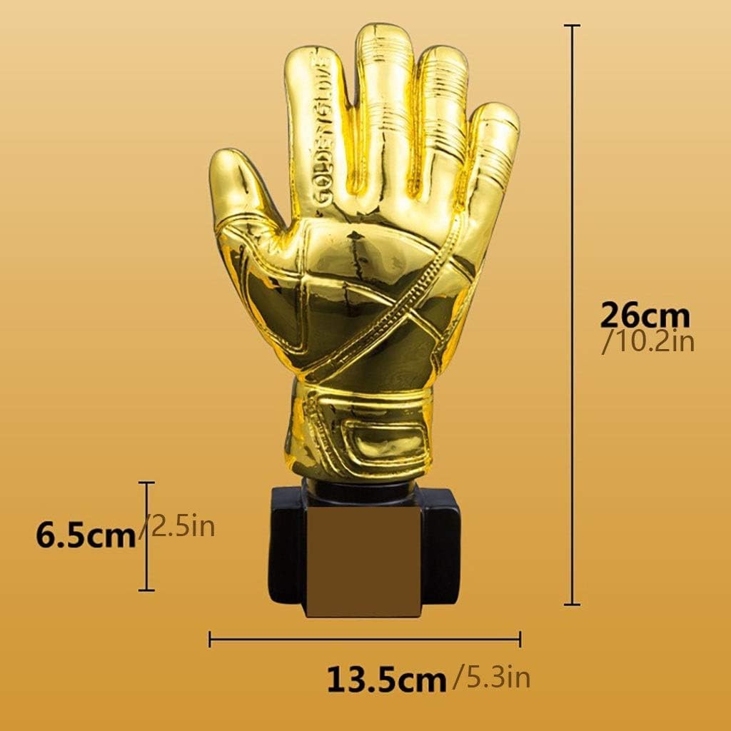 Trofeo DECHOUS A Forma Di Guanti Da Portiere – Premio In Resina Dorata 13.5x26 Cm Per Partite Di Calcio, Scuole E Bomboniere