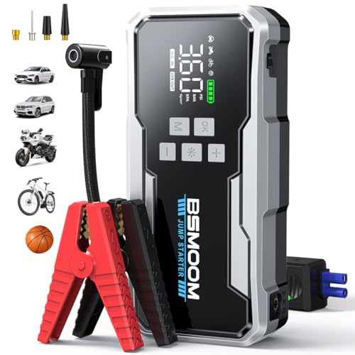 8000A Jump Starter with Air Compressor 26800mAh 160PSI Portable Jump Starter Battery Pack (All Gas/12L Diesel) Car Battery Jumper Starter Portable Jumper Cables with 3.4 LCD Display Lights